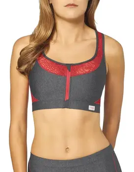 חזיית ספורט עם רוכסן FLY, צבע: אפור בהיר,  מידה: 90E