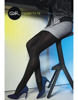 גרביונים עבים מעוצבים  LORETTA 118, צבע: שחור,  מידה: S-2