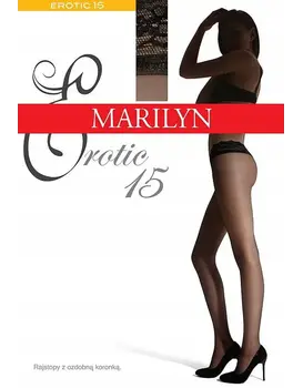 גרביונים עם חגורת תחרה 15 דינר EROTIC VITA BASSA גזרה נמוכה, צבע: שחור,  מידה: S-2