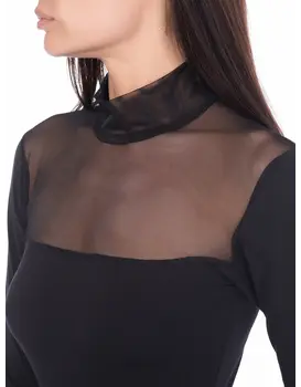 צווארון גולף כותנה אלגנטי עם שרוולים ארוכים 4061, צבע: שחור,  מידה: L-XL