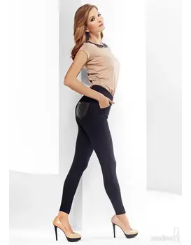 טייץ כותנה עם כיסים 180 דן Leggings Dolce C32, צבע: שחור,  מידה: S-M