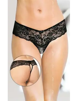 תחתוני חוטיני מפשעון חשוף 2440, צבע: שחור,  מידה: S-M