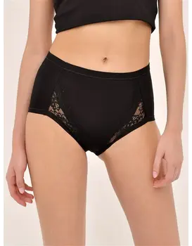 תחתוני כותנה גזרה גבוהה עם תחרה | DR 632