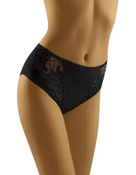 תחתון כותנה אורגנית עם תחרה ECO GA, צבע: שחור,  מידה: M