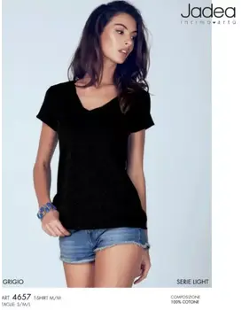 חולצה כותנה עם שרול קצר 4657, צבע: שחור,  מידה: L