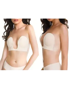 חזיית סיליקון נדבקת חזייה עם מחשוף עמוק | גב פתוח VIBRA