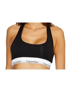 חזיית כותנה בסגנון ספורטיבי קלווין קליין F3785, צבע: שחור,  מידה: M