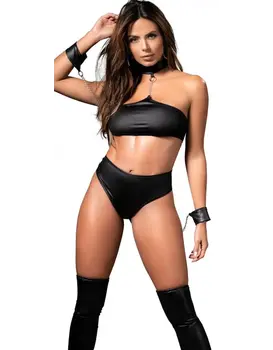 סט טופ ותחתון 2671, צבע: שחור,  מידה: S-M