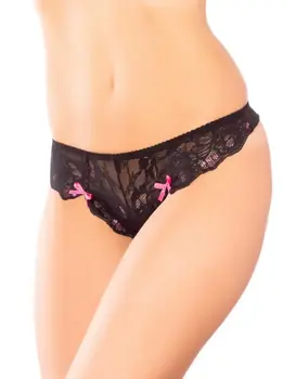 תחתון חוטיני עם רצועות צבעוניות 1458, צבע: שחור/ורוד,  מידה: S-2