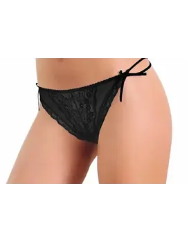 תחתון חוטיני עם רצועות כפולות 1465, צבע: שחור,  מידה: L-4