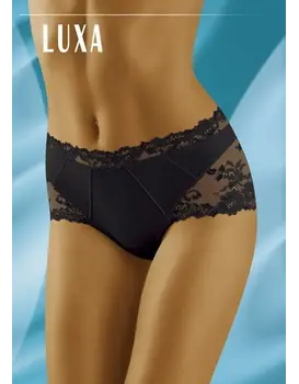 תחתון בוקסר תחרה פרחוני LUXA, צבע: שחור,  מידה: S-2