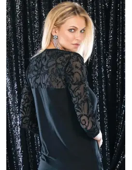 חולצה כותנה עם שרוול 3/4  4308, צבע: שחור,  מידה: S