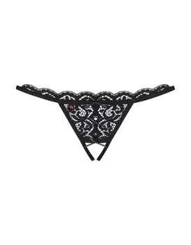 תחתון חוטיני תחרה מפשעון פתוח 831-THC-1, צבע: שחור,  מידה: S-M