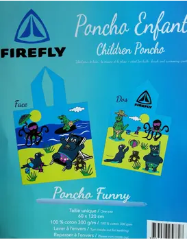 מגבת פונצ'ו עם כובע 100% כותנה, צבע אביזרים: Funny,  מידה: ONE SIZE