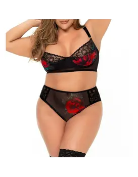 סט הלבשה סקסית 2 חלקים 8704X, צבע: שחור/אדום,  מידה: XL-2XL