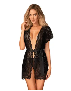 חלוק תחרה | סקסי | GIULLY, צבע: שחור,  מידה: S-M