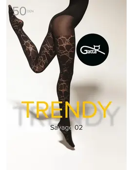 גרביונים מעוצבים 50 דנייר SAVAGE W.02, צבע: שחור,  מידה: 2