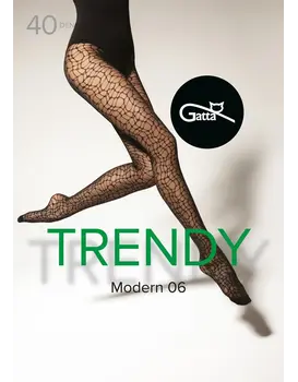 גרביונים מעוצבים 40 דנייר Modern W.06, צבע: שחור,  מידה: 2