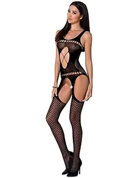 גרביון לכל הגוף עם מפשעון חשוף  BS057, צבע: שחור,  מידה: S-L (ONE SIZE)