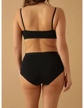 תחתון כותנה גזרה גבוהה דגם 535, צבע: שחור,  מידה: L