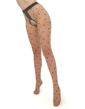 גרביונים מעוצבים עם מפשעון פתוח 20 דנייר INTIMO FASHION 20 N1, צבע: גוף,  מידה: S