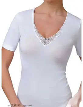 גופיה איכותית לנשים שרוול קצר 100% כותנה  9002, צבע: לבן,  מידה: M-3