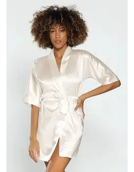 חלוק סאטן Dkaren Podomka 90, צבע: שמנת,  מידה: S