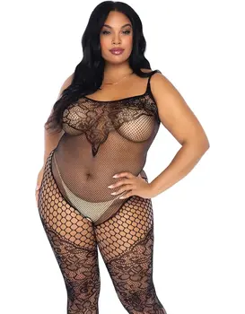 גרביון גוף רשת שלם PLUS SIZE עם מפשעון חשוף LEG AVENUE 89257X