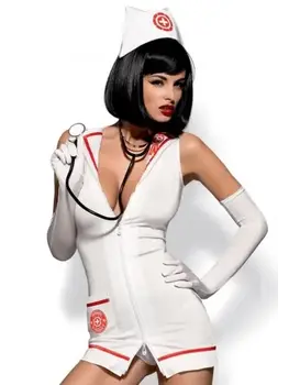 תחפושת של אחות 5 חלקים EMERGENCY, צבע: לבן,  מידה: S-M