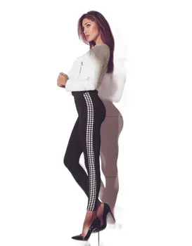 טייץ כותנה עם פס דגם 4786, צבע: שחור,  מידה: S-M