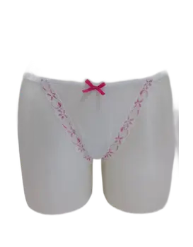 תחתון חוטיני 1482, צבע: לבן/ורוד,  מידה: L-4