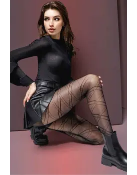 גרביונים מעוצבים  40 דנייר FASHION NET 40 N4, צבע: שחור,  מידה: L