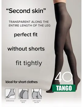 גרביון ללא מכנסיים קצרים עם אפקט "טאץ' סאטן" 40 דנייר Tango CONTE