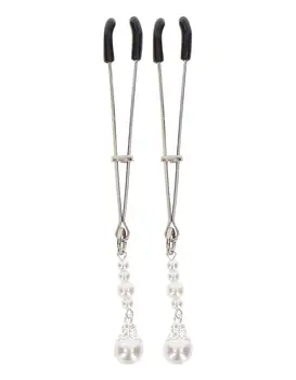 קליפס לפטמה | תתליון פנינים | Nipple Play Tweezers With Pearls