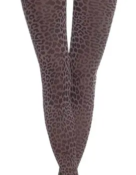 גרביונים מעוצבים עם פרינט נמר 50 דנייר LEO, צבע: CACAO,  מידה: S