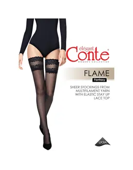 ירכונים נצמדים עם סיליקון ותחרה FLAME 20 DEN CONTE BLACK