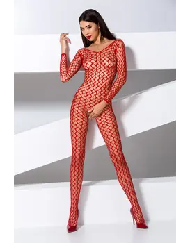 גרביון גוף רשת עם מפשעון חשוף דגם BS068, צבע: אדום,  מידה: S-L (ONE SIZE)