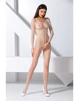 גרביון גוף רשת עם מפשעון חשוף דגם BS068 WHITE