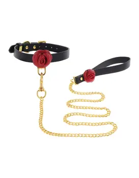 קולר לצוואר אקסקלוסיבי עם רצועה  | BDSM | Wild Roses Collar & Leash