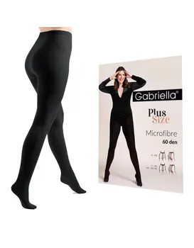 גרביון חלק למידות גדולות 60 דנייר Microfibre Plus Size, צבע: שחור,  מידה: 8-9