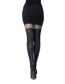 גרביונים דמוי ירכונים עם תפר דקורטיבי מאחור FIESTA 50 DEN, צבע: שחור,  מידה: S-2