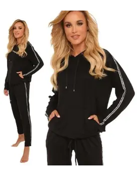 חליפת סריג קפוצ’ון | ויסקוזה | NICE |​, צבע: שחור,  מידה: S