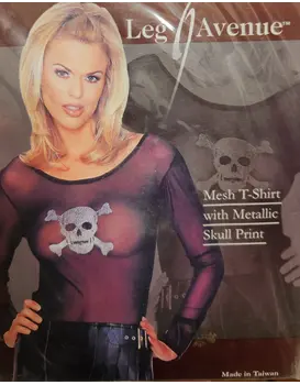 חולצה שקופה עם הדפס גולגולת מתכתי 8374​  LEG AVENUE