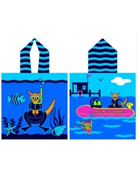 מגבת פונצ'ו עם כובע 100% כותנה, צבע אביזרים: Diving Shool,  מידה: ONE SIZE