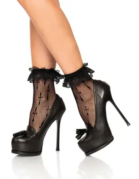 גרביים נשפכות תחרה | עיצוב של צלב | 3049