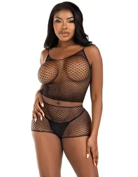 סט רשת | גופייה ומכנסיים קצרים | 81662, צבע: שחור,  מידה: S-L (ONE SIZE)