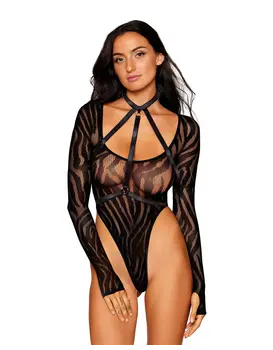 בגד גוף סקסי עם שרוול ארוך | רתמה האלסטית | 13266