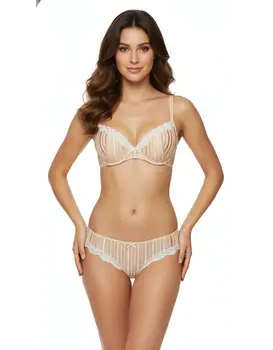 סט חזיית בלקונט ריפוד ותחתון מידי 4131, צבע: ורוד,  מידה: S