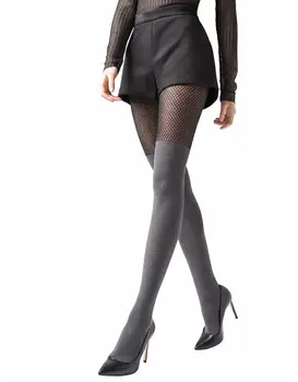 גרביונים מדוגמים עם גרבי חיקוי ZAZU N04 דנייר 40, צבע: שחור,  מידה: XS-S