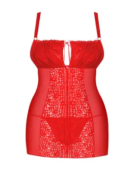 כותונת אדומה עם שרוכים וחוטיני תואם | BLOSSMINA | OBSESSIVE